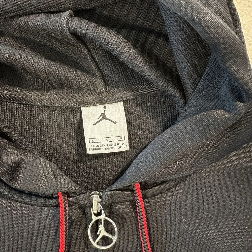 VTG Nike Air Jordan Hoodie Track Jacket Mens L 90s Y2K Black Red 23 Jumpman